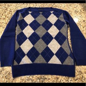 100% Cashmere Boat neck argyle sweater